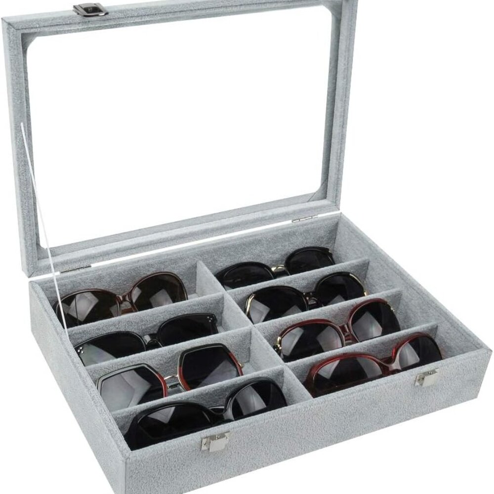 Tasybox 8 Slot Velvet Sunglasses Organizer Storage Box